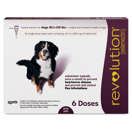 Revolution (Selamectin) Topical Solution for Dogs, 85.1-130 lbs, (Plum Box)