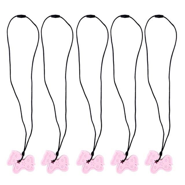 Mordedor masticable con colgante de silicona, 5 uds., juguetes para la dentición del bebé, collar para masticar sensorial, colgante mordedor para masticar, los mejores materiales