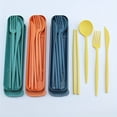thumbnail image 3 of QUTETN 1set/ 2sets 4pcs/ Set Wheat Straw Tableware Box Spoon Fork Chopsticks Cutlery Dinnerware Children Adult Travel Portable Kitchen Accessories, 3 of 4