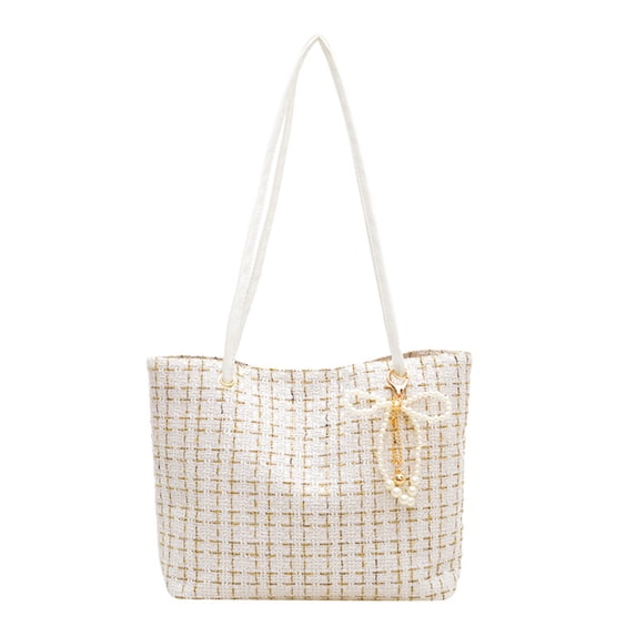 Checkered Pattern Shoulder Crossbody Handbag,Stylish Faux Leather Women’s Purse With Adjustable Strap And Compact Compartments,Elegant Everyday Bag For Casual And Formal Occasions-White