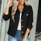 thumbnail image 4 of Women  Jacket, Shirt Coat Slim Fit With False Pockets For Dating For Work ANGGREK Negro L, 4 of 8