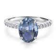 thumbnail image 3 of Gem Stone King 10K White Gold Cassiopeia Mystic Topaz and Lab Grown Diamond Engagement Ring for Women | 2.20 Cttw | Oval 9X7MM | Gemstone November Birthstone | Size 6, 3 of 6