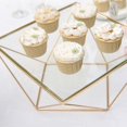 thumbnail image 2 of Efavormart 12" Gold Metal Geometric Cake Stand Gold Cake Riser with Glass Top Glossy Metallic Finish for Dessert Cupcake Pastry Candy Display Plate Event, Birthday Party, 2 of 11