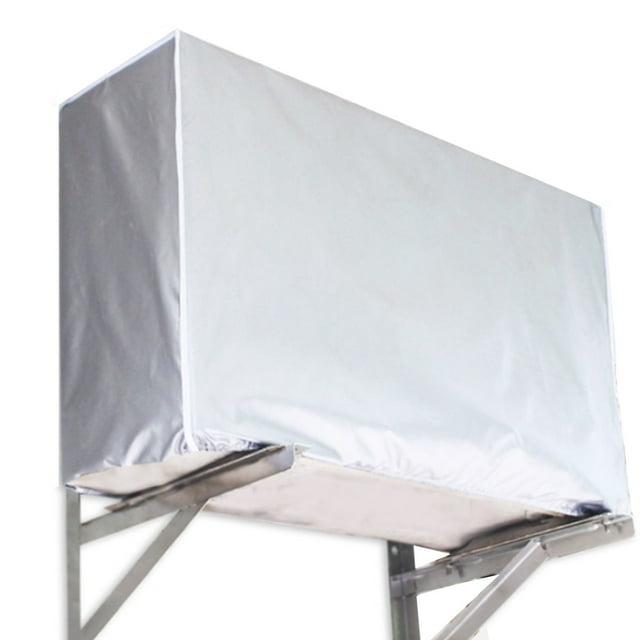 Laklulu - Cubierta para unidad de aire acondicionado de ventana exterior, modelo de protección de cinco lados, mantiene la suciedad y el polvo afuera en la temporada baja (plateada, varios tamaños)