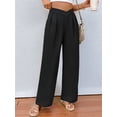 thumbnail image 6 of Womens Casual Solid Color Straight Leg Dress Pants Commute Work Trousers Black L, 6 of 9