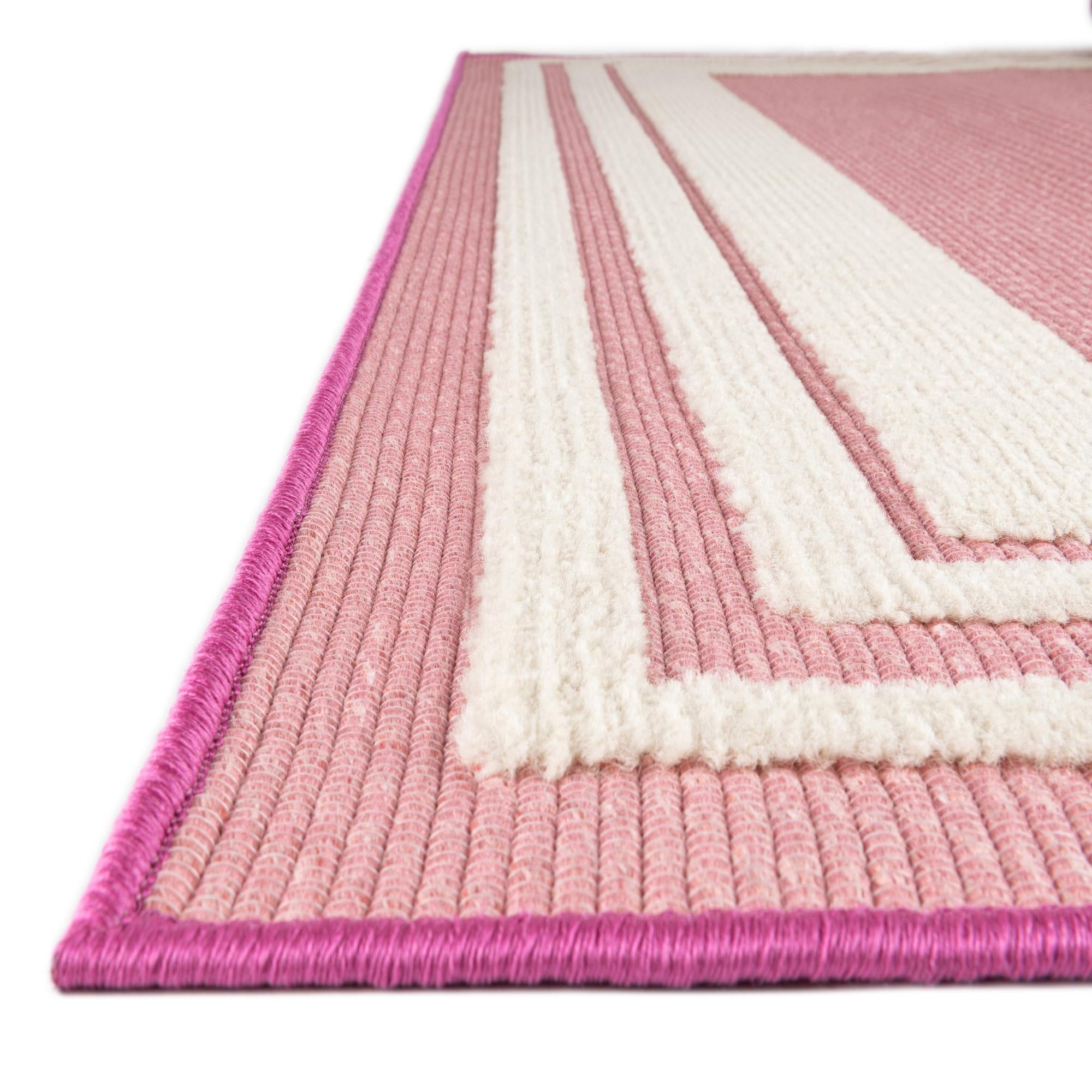 Unique Loom Aruba Outdoor Collection Area Rug - Tanki (7' 10" x 10' Rectangle Pink/Ivory)