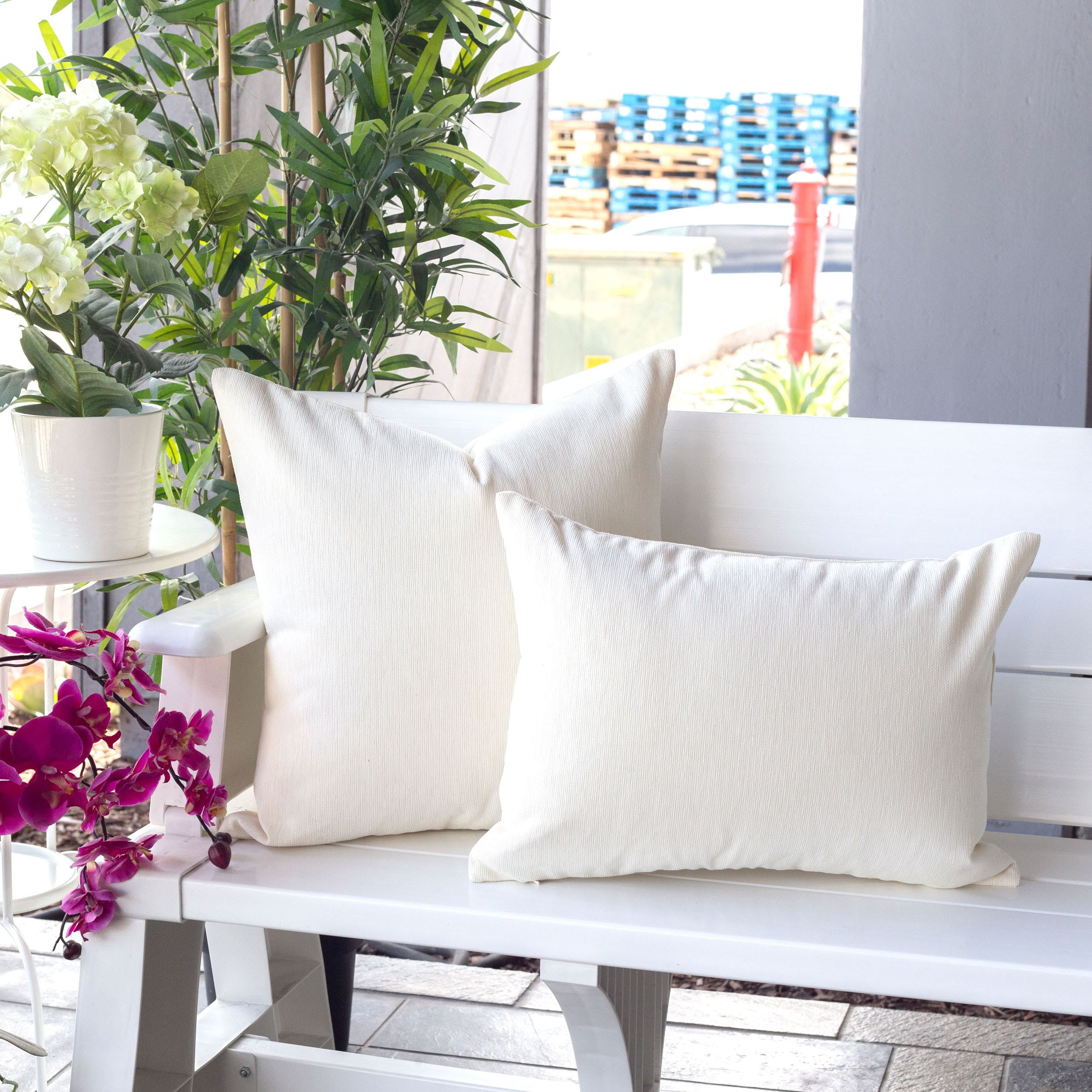 Sage Ivory Square Outdoor Throw Pillow
