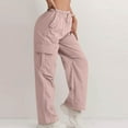 thumbnail image 2 of RPVATI Womens Cargo Pants Fashion High Waisted Wide Leg Pants Streetwear Casual Joggers Travel Cargo Pants Trendy Plus Size Baggy Sweatpants with Pockets Pink S, 2 of 8