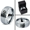 thumbnail image 4 of Tungsten Dad Typography Writing Band Ring 8mm Men Women Comfort Fit Gray Step Bevel Edge Brushed Polished, 4 of 4