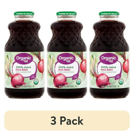 (3 pack) Great Value Organic 100% Beet Juice, 32 fl oz