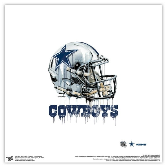 Gallery Pops NFL Dallas Cowboys - Drip Helmet Wall Art, Unframed Version, 12" x 12"
