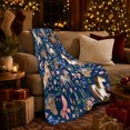 thumbnail image 2 of Rustic Horse Roses Wildflowers Navy Design, Playful Festive Scene, Warm Flannel Blanket for Living Room and Family Room, Animal Lovers Christmas Gift, Festive Home Decor, 2 of 5