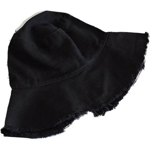 CoCopeaunts Men Bucket Hat Tassel Brim Outdoor Sun Caps for Women Breathable Beach Tourism Men Solid Collapsible Fisherman Hat