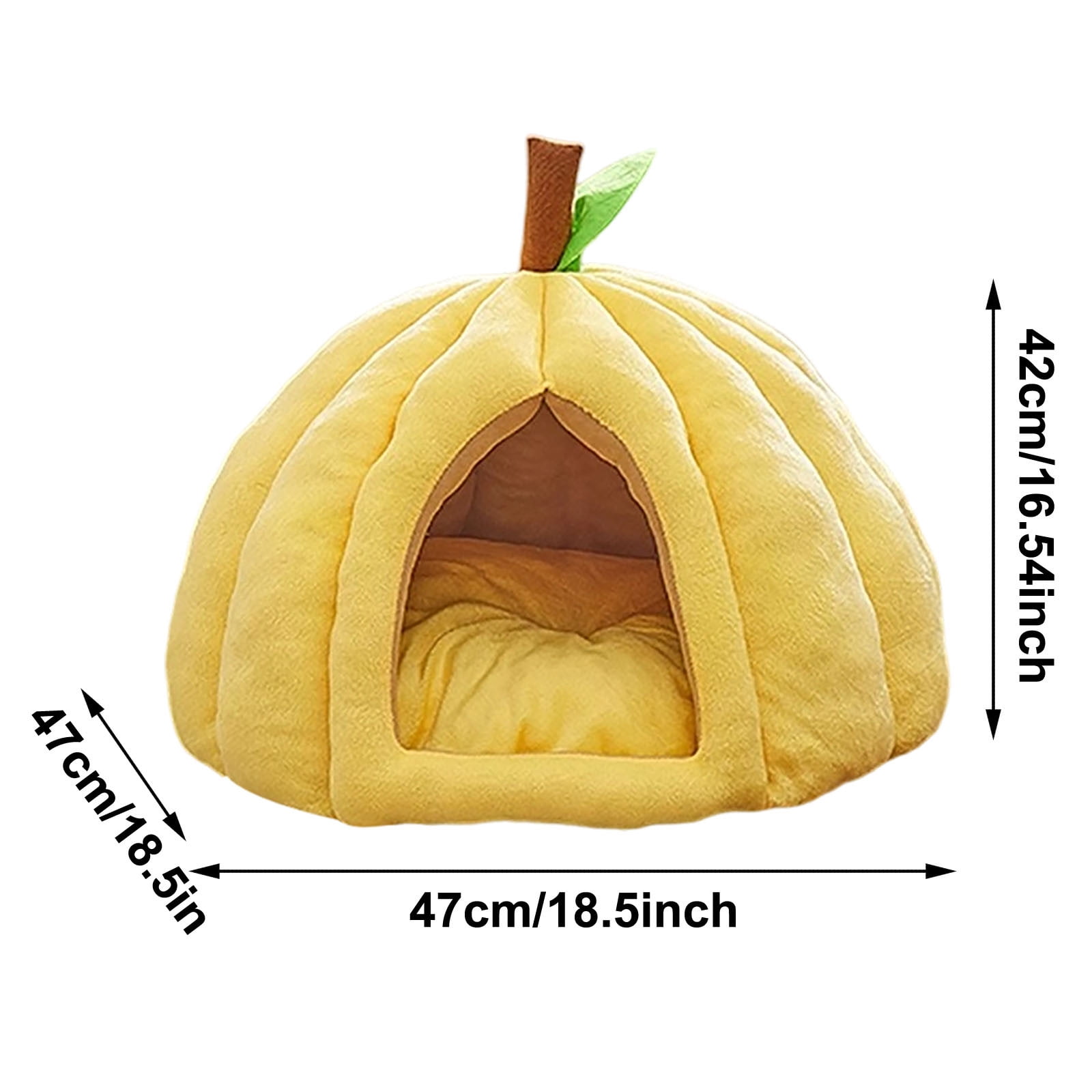 Cozy Pumpkin Cat Cave Bed with Removable Cushion - Warm Enclosed Indoor Cat House for Kittens and Small Dogs, Cute Seasonal Hideaway Sleep Tent Pet Bed