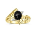 thumbnail image 1 of RYLOS Rings for Women 14K Gold Plated Silver Greek Key Designer Ring 9X7MM Gemstone & Diamond Ring March Black Star Sapphire Jewelry Size 6, 1 of 7