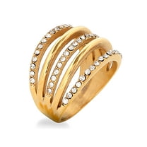 ELYA Jewelry Women's Gold Plated Steel Crystal 5-Layered Ring