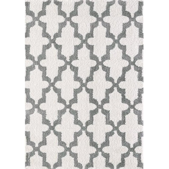 Dynamic Rugs SI465906110 3 ft. 11 in. x 5 ft. 7 in. Silky Shag 5906 Rectangle Contemporary Rug - 110 White & Silver