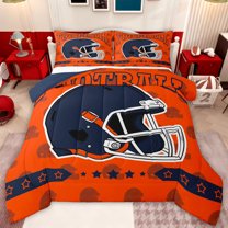 jejeloiu Deepblue Rugby Helmet Full Size Comforter Sets,Football Game Gaming Bedding Sets For Ball Gamer Reversible 3pcs