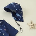 thumbnail image 6 of Kaprioy Toddler Baby Boys' 3-Piece Swimsuit Set Short Sleeve Bathing Suit Baby Rash Guard Swimwear with Sun Hat, 6 of 7