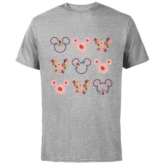 Disney Mickey Mouse Flowers and Daisy Print - Short Sleeve Cotton T-Shirt for Adults - Customized-Athletic Heather
