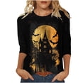 thumbnail image 2 of FDGIU Women's Halloween Shirts 2025 - Cute Ghost Pumpkin Graphic 3/4 Sleeve Tops, Soft Loose Fit Crewneck, Fall Fashion Casual Pullover for Parties, 2 of 4