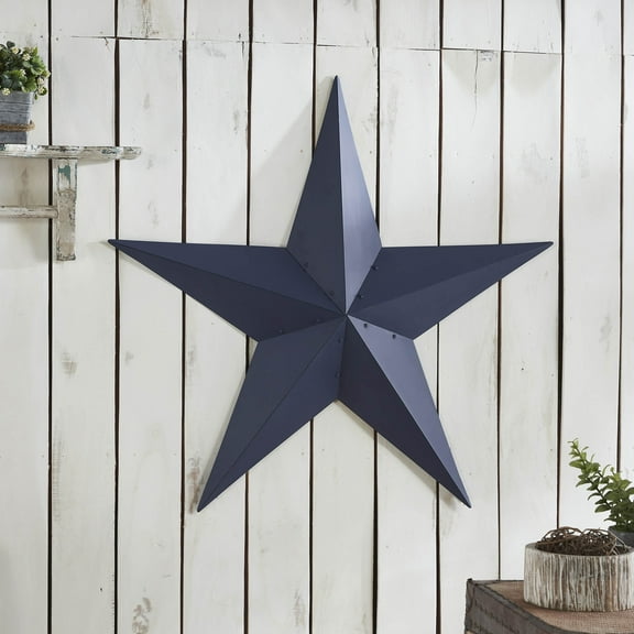 VHC Brands Patriotic Metal Star Distressed 36x36, Independence Day Decor, Decorative Wall Hanging, Rustic Farmhouse Decorations, Navy, Black