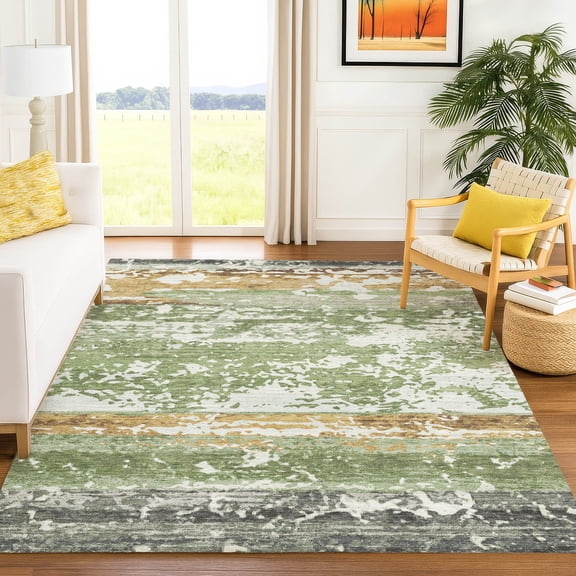Addison Rugs Chantille Indoor/Outdoor Transitional Stripes Aloe Machine Washable Rectangle Rug, 10' x 14'