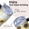 thumbnail image 4 of Sunflower 20oz Stainless Steel Tumbler with Handle and Straw – Insulated Travel Cup with Sliding Lid, 360° Full Wrap Printed Mug for Home, Outdoor & Sports Use, Foral, 4 of 6