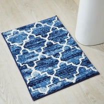 Better Trends 2-Piece Bathroom Rug Set, 17" x 24", 100% Cotton, Soft, Water Absorbent, Non-Slip Bath Mats, Machine Washable – Ideal for Bathroom Sink, Tub, or Shower Area – Savio Collection - Blue