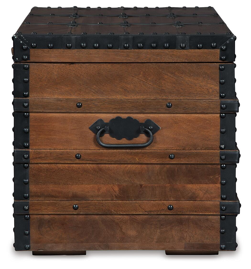 Signature Design by Ashley Kettleby Rustic Storage Trunk Coffee Table with Hinged Top - Brown Wood Finish