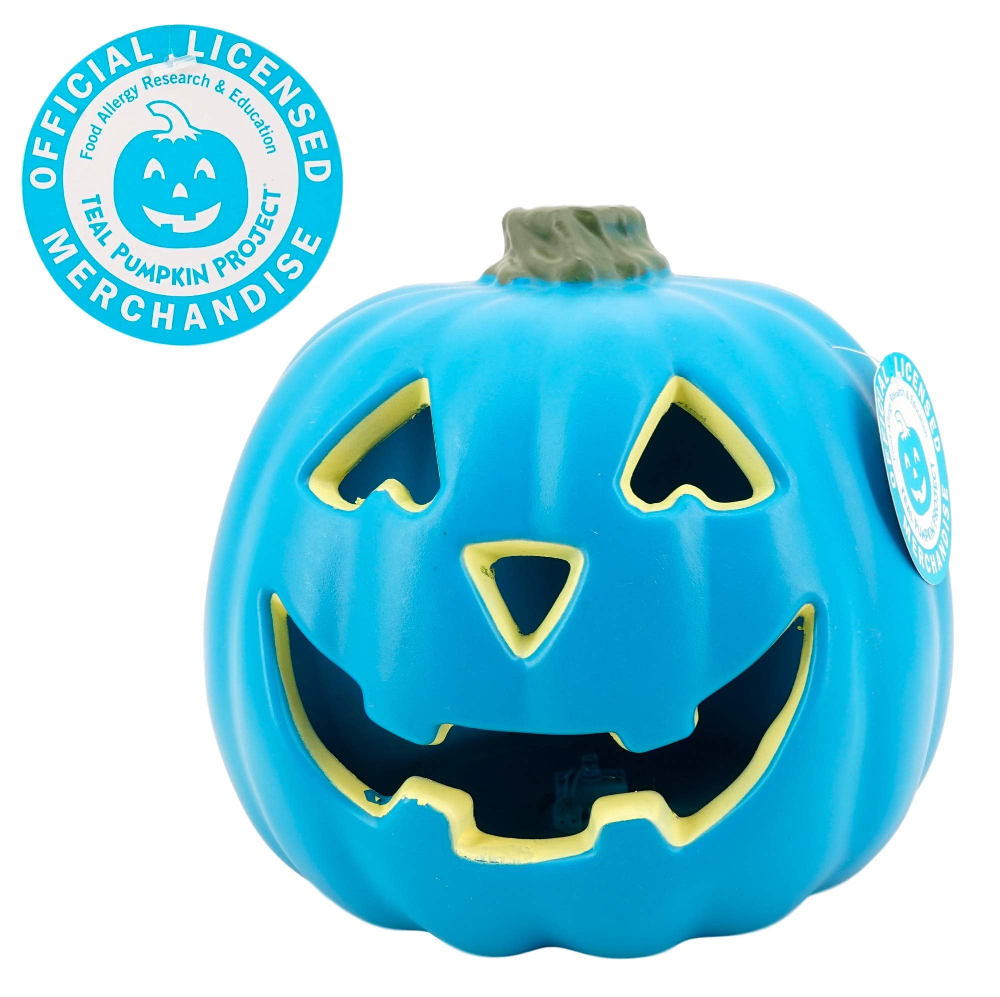 Teal Pumpkin Jack O Lantern (8 in) Plastic Lighted Allergy
