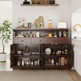 thumbnail image 4 of Dark Brown Farmhouse Storage Cabinet with Doors & Drawers, Sideboard Buffet Cabinet with Storage, Kitchen Pantry Hutch Cabinet, Coffee Bar Cabinet Station Table for Kitchen, Livingroom, Dining Room, 4 of 15