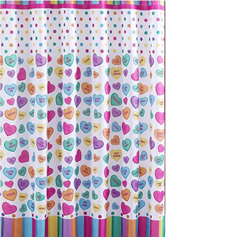 Love Heart Balloon Shower Curtain Set Waterproof Fabric Bathroom Curtains 71'' 