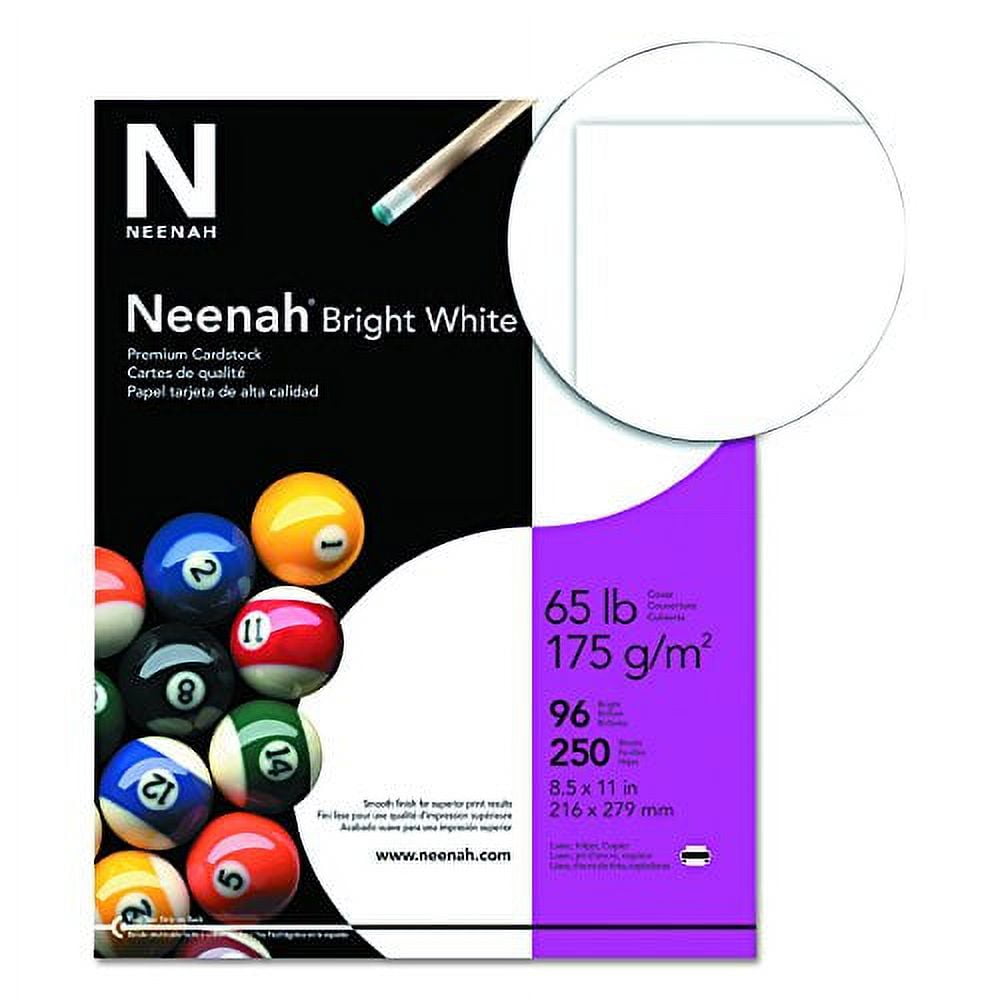 Neenah Bright White Cardstock, 8.5 x 11, 65 lb/176 gsm, Bright