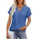 thumbnail image 2 of Eres Más Que una Camisa de Puntuación de Prueba Sexy de Manga Corta Lentejuelas Suelta Camisa de Blusa con Cuello en V, Poliéster, 2 of 9
