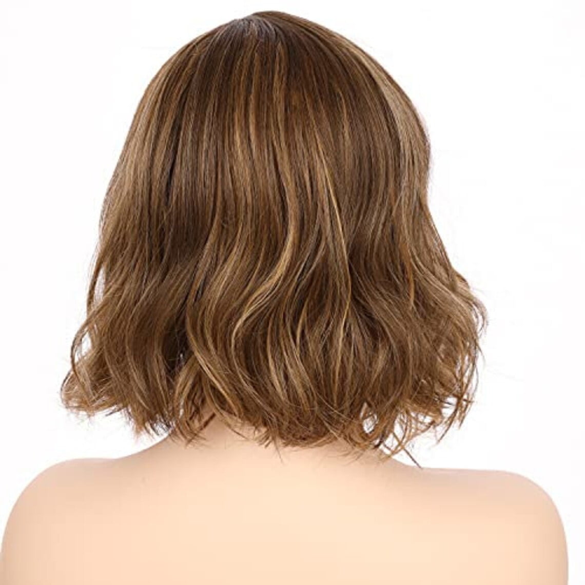 Onedor 10 Inch Side Part Lace Front Short Wavy Hair Bob Wigs for Women (Light Brown Evenly Blended with Dark Natural Blonde)