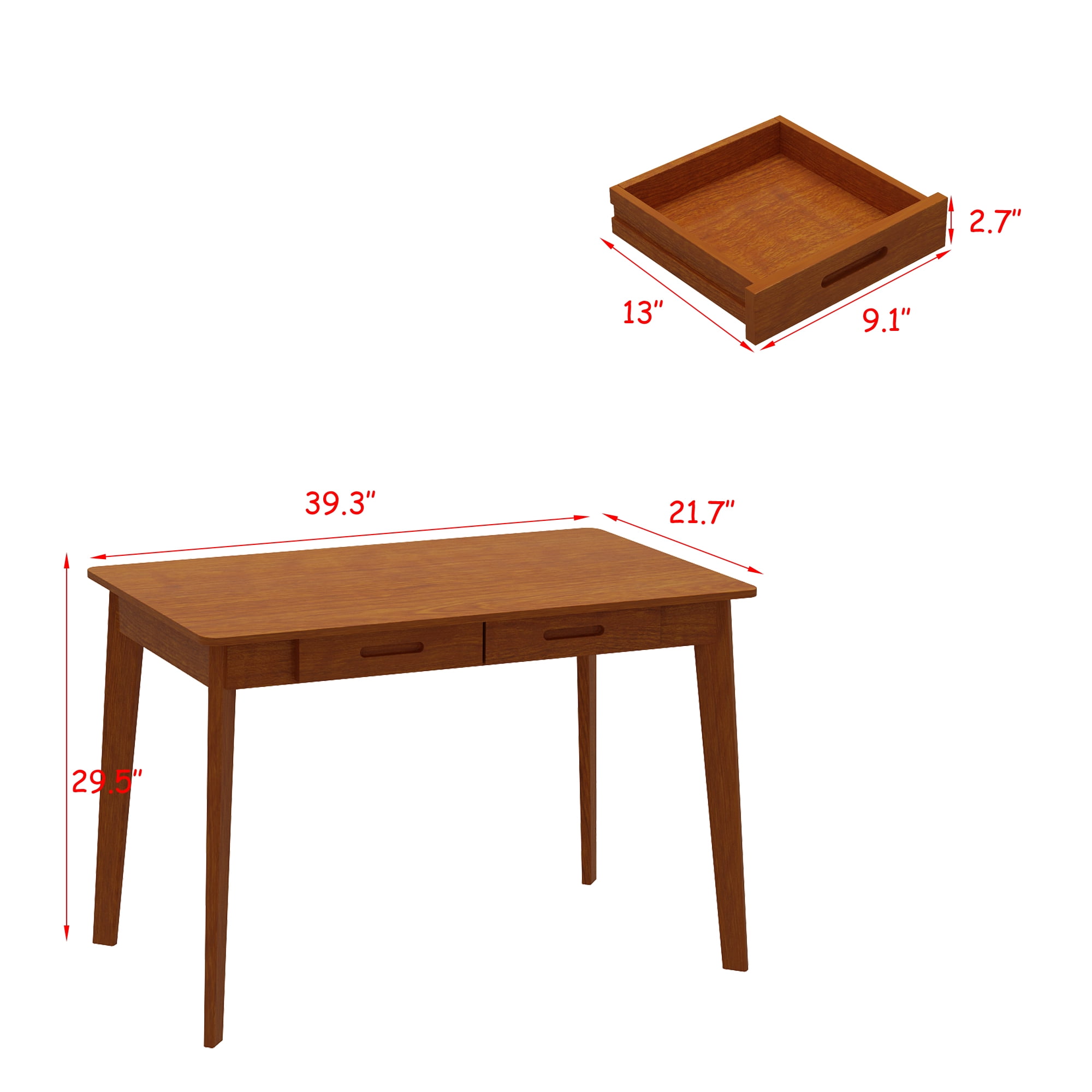 KULAGAGA Simple Style Writing Desk,With Two Drawers  22 x 39 Inches, Brown