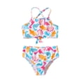thumbnail image 3 of Gelikeya Girls Swimsuits Size 1-2 Two-Piece Bikini Sets Cute Floral Ruffle Tops with Shorts Toddler Kids Bathing Suit for Pool and Beach #08 White, 3 of 8