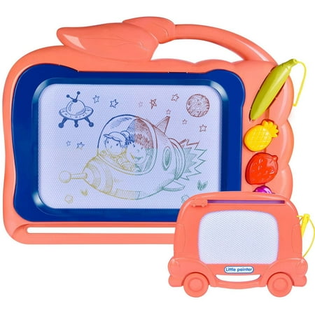 Magnetic Drawing Board Set for Kids and Toddlers. Large 15.35 Inch Magna Doodle Writing Pad Comes with a Travel Size Sketch Doodle Board.Orange F-455
