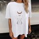 thumbnail image 4 of ICHUANYI Clearance Women's Fashion Vintage Drop Sleeves Skull Skeleton Short Sleeve Tops Blouse(White, M) ICHUANYI WER2023081113692, 4 of 9