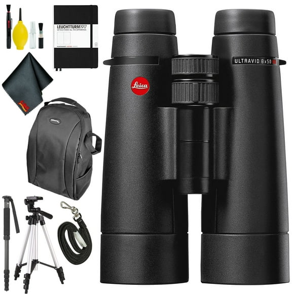 Leica 8 x 50 Ultravid HD-Plus Binocular - Leuchtturm Book - Mono + Tripod - Pack