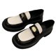 thumbnail image 3 of Zapatos Retro de Cuero de PU para Mujer Zapatos Casuales cómodos y Simples de Moda para el Trabajo de Viaje en casa Negro y Beige 38, 3 of 8