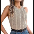 thumbnail image 2 of Camiseta Sin Mangas de Verano para Mujer, Estilo Suéter Informal de Punto Holgado, Acanalado, Sin Mangas Caqui L, 2 of 10