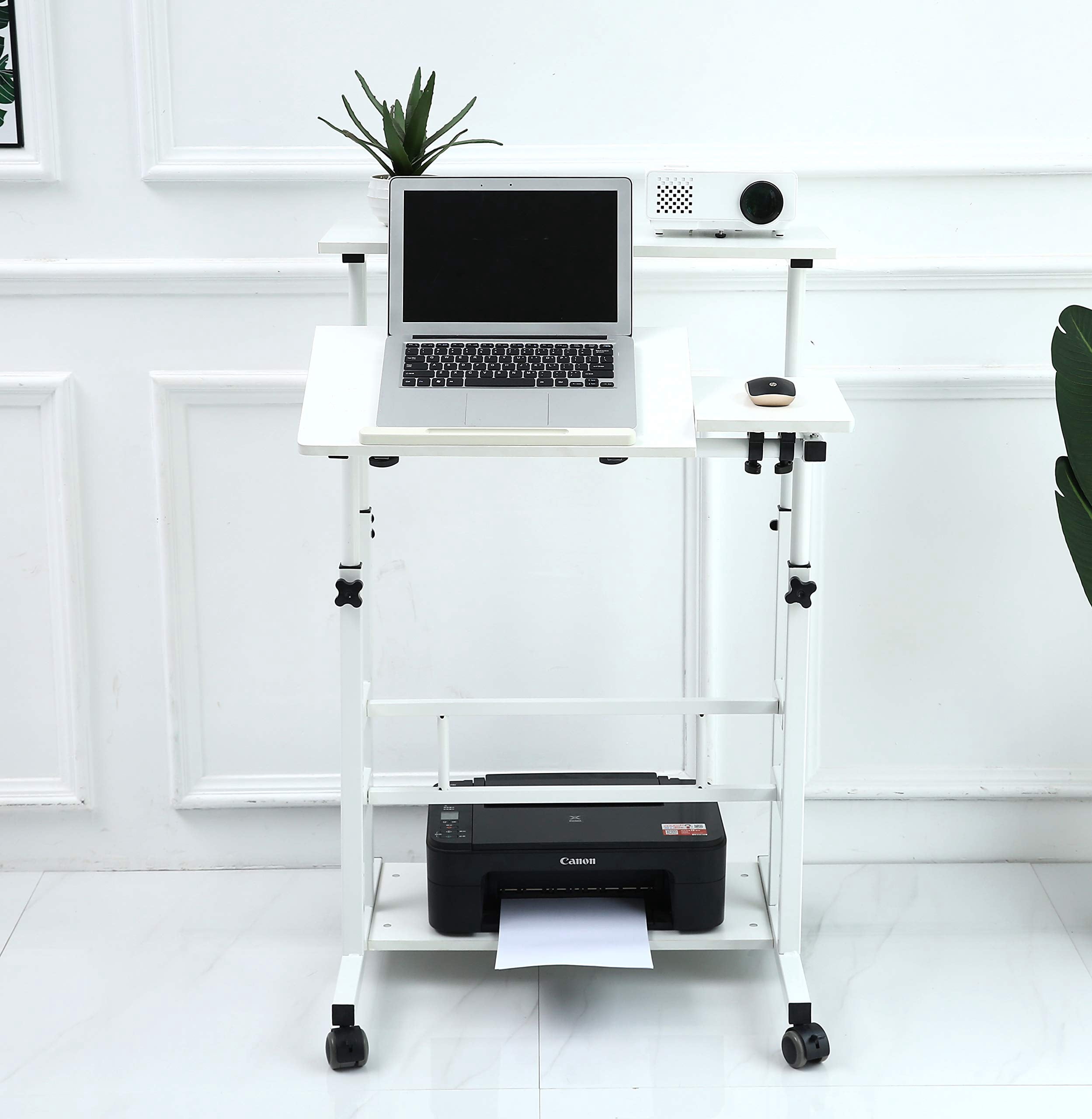 UNICOO® Portable Standing Desk on Wheels, Height Adjustable Mobile Standing Desk, Versatile Standing Portable Desk for Home Office, Rolling Sit-Stand Workstation, Ergonomic Design (U101-WW)