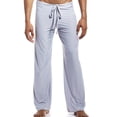 thumbnail image 6 of PNTUTB Wide Leg Pants for Men Solid Color Drawstring Trousers Casual Loose Comfortable Trendy Lounge Workout Yoga Sporty Pants, 6 of 7
