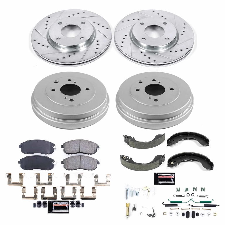 Power Stop K2310 Z23 Carbon Fiber Brake Kit - Drilled & Slotted Rotors & Pads For Honda S2000 2000-2009