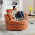 thumbnail image 3 of Muumblus Chenille Swivel Accent Barrel Chair Set of 2, Oversized Comfy Armchair with Pillows, Modern Leisure Sofa Chair for Living Room Bedroom, Orange Red, 3 of 7