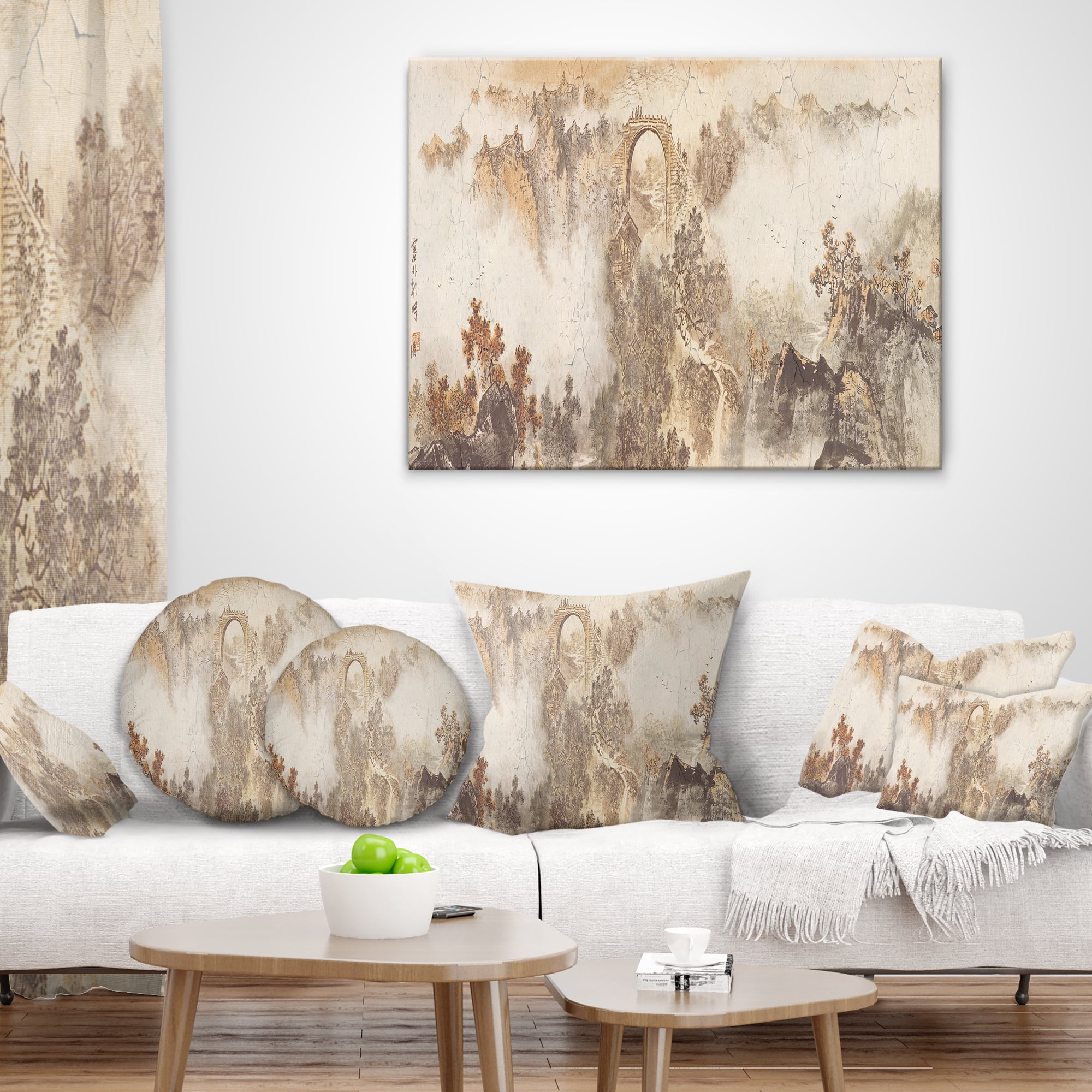 Designart Nature in Vintage Style - Landscape Photography Throw Pillow - 16x16