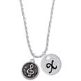 thumbnail image 1 of Delight Jewelry Silvertone Antiqued Round Seal - Clef Silvertone Script Initial Disc - X - Charm Necklace, 20"+3", 1 of 1