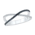 thumbnail image 1 of DGOLD Bague Cocktail Mode Main Droite en Argent Sterling Noir et Blanc Diamant Rond (0.20 Cttw), 1 of 6